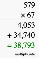 How to calculate 579 times 67 using long multiplication