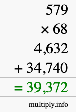 How to calculate 579 times 68 using long multiplication