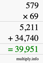 How to calculate 579 times 69 using long multiplication