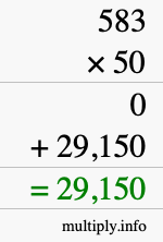 How to calculate 583 times 50 using long multiplication