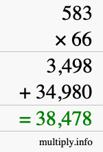 How to calculate 583 times 66 using long multiplication How to calculate 583 times 66 using long multiplication