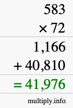 How to calculate 583 times 72 using long multiplication