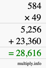 How to calculate 584 times 49 using long multiplication How to calculate 584 times 49 using long multiplication