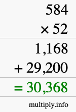 How to calculate 584 times 52 using long multiplication How to calculate 584 times 52 using long multiplication