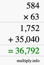 How to calculate 584 times 63 using long multiplication How to calculate 584 times 63 using long multiplication
