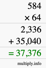 How to calculate 584 times 64 using long multiplication