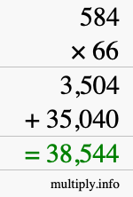 How to calculate 584 times 66 using long multiplication