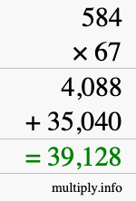 How to calculate 584 times 67 using long multiplication