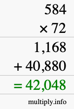How to calculate 584 times 72 using long multiplication