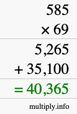How to calculate 585 times 69 using long multiplication