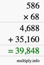 How to calculate 586 times 68 using long multiplication