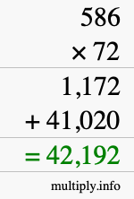 How to calculate 586 times 72 using long multiplication