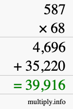How to calculate 587 times 68 using long multiplication