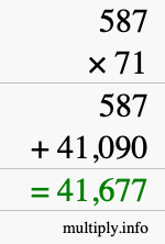 How to calculate 587 times 71 using long multiplication