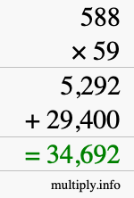 How to calculate 588 times 59 using long multiplication