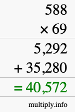 How to calculate 588 times 69 using long multiplication