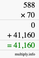 How to calculate 588 times 70 using long multiplication