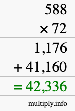 How to calculate 588 times 72 using long multiplication