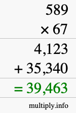 How to calculate 589 times 67 using long multiplication