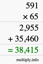 How to calculate 591 times 65 using long multiplication How to calculate 591 times 65 using long multiplication
