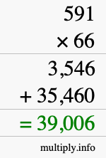 How to calculate 591 times 66 using long multiplication