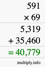 How to calculate 591 times 69 using long multiplication