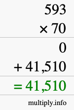 How to calculate 593 times 70 using long multiplication