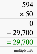 How to calculate 594 times 50 using long multiplication