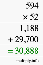 How to calculate 594 times 52 using long multiplication How to calculate 594 times 52 using long multiplication
