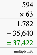 How to calculate 594 times 63 using long multiplication How to calculate 594 times 63 using long multiplication