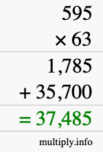 How to calculate 595 times 63 using long multiplication How to calculate 595 times 63 using long multiplication