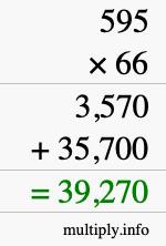 How to calculate 595 times 66 using long multiplication
