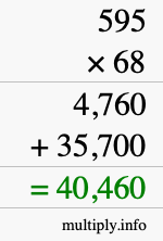 How to calculate 595 times 68 using long multiplication