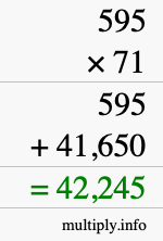How to calculate 595 times 71 using long multiplication
