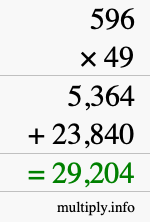 How to calculate 596 times 49 using long multiplication How to calculate 596 times 49 using long multiplication