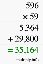 How to calculate 596 times 59 using long multiplication