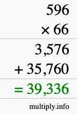 How to calculate 596 times 66 using long multiplication How to calculate 596 times 66 using long multiplication