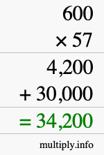 How to calculate 600 times 57 using long multiplication How to calculate 600 times 57 using long multiplication