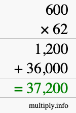 How to calculate 600 times 62 using long multiplication How to calculate 600 times 62 using long multiplication