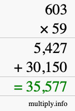 How to calculate 603 times 59 using long multiplication