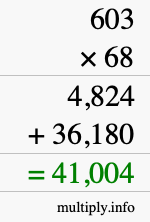 How to calculate 603 times 68 using long multiplication