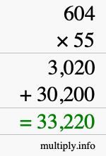 How to calculate 604 times 55 using long multiplication How to calculate 604 times 55 using long multiplication