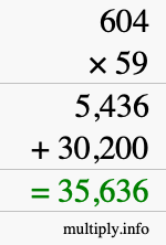 How to calculate 604 times 59 using long multiplication