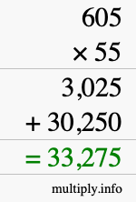 How to calculate 605 times 55 using long multiplication How to calculate 605 times 55 using long multiplication