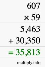 How to calculate 607 times 59 using long multiplication