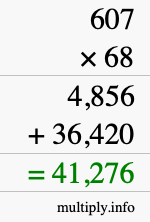 How to calculate 607 times 68 using long multiplication