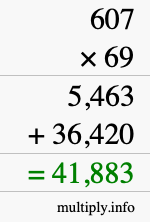 How to calculate 607 times 69 using long multiplication