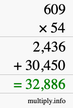 How to calculate 609 times 54 using long multiplication