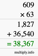 How to calculate 609 times 63 using long multiplication