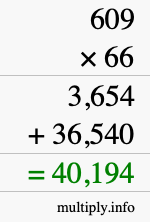 How to calculate 609 times 66 using long multiplication